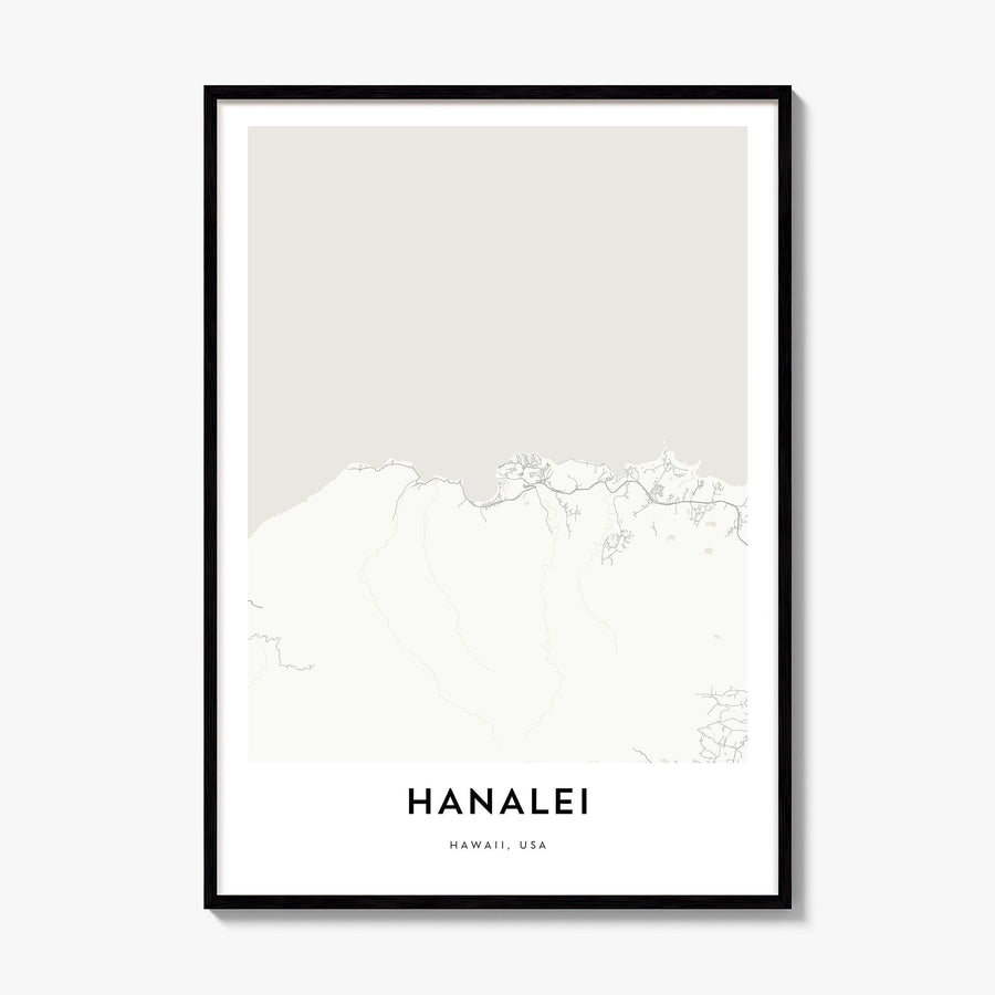 Hanalei Map Poster, framed poster mockup