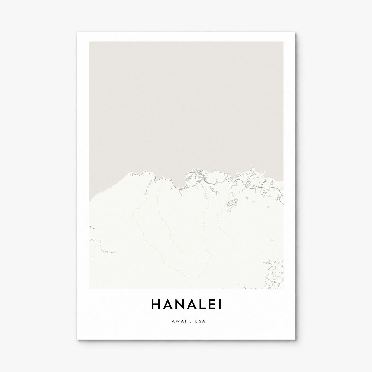 Hanalei Map Poster, print only (unframed)