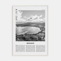 Hanalei Poster White Wood / 8x12 in Nbourhood Travel B&W Poster