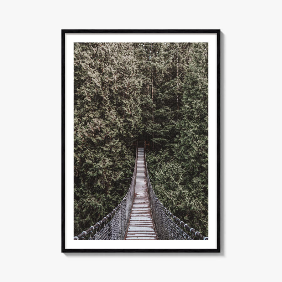 Hanging Bridge colorful photo poster – vertical wall art, unframed print shown in interior mockup