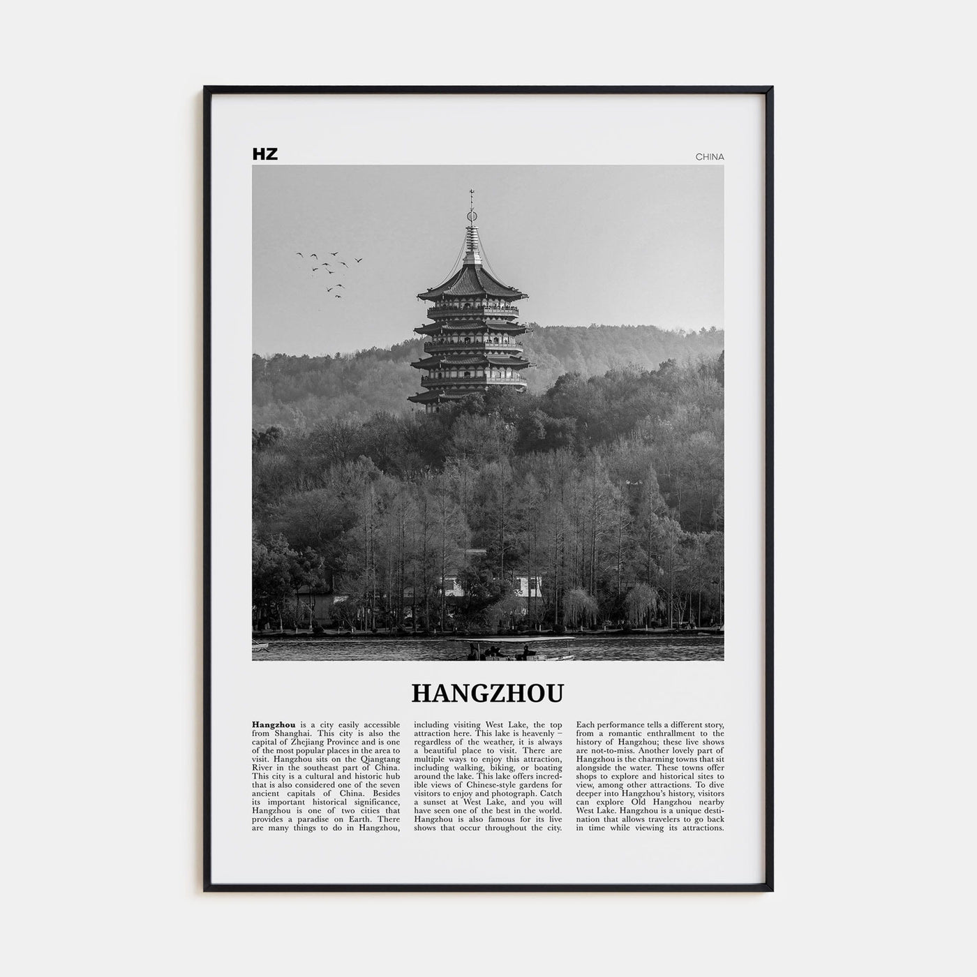 Hangzhou Poster None / 8x12 in Nbourhood Travel B&W Poster