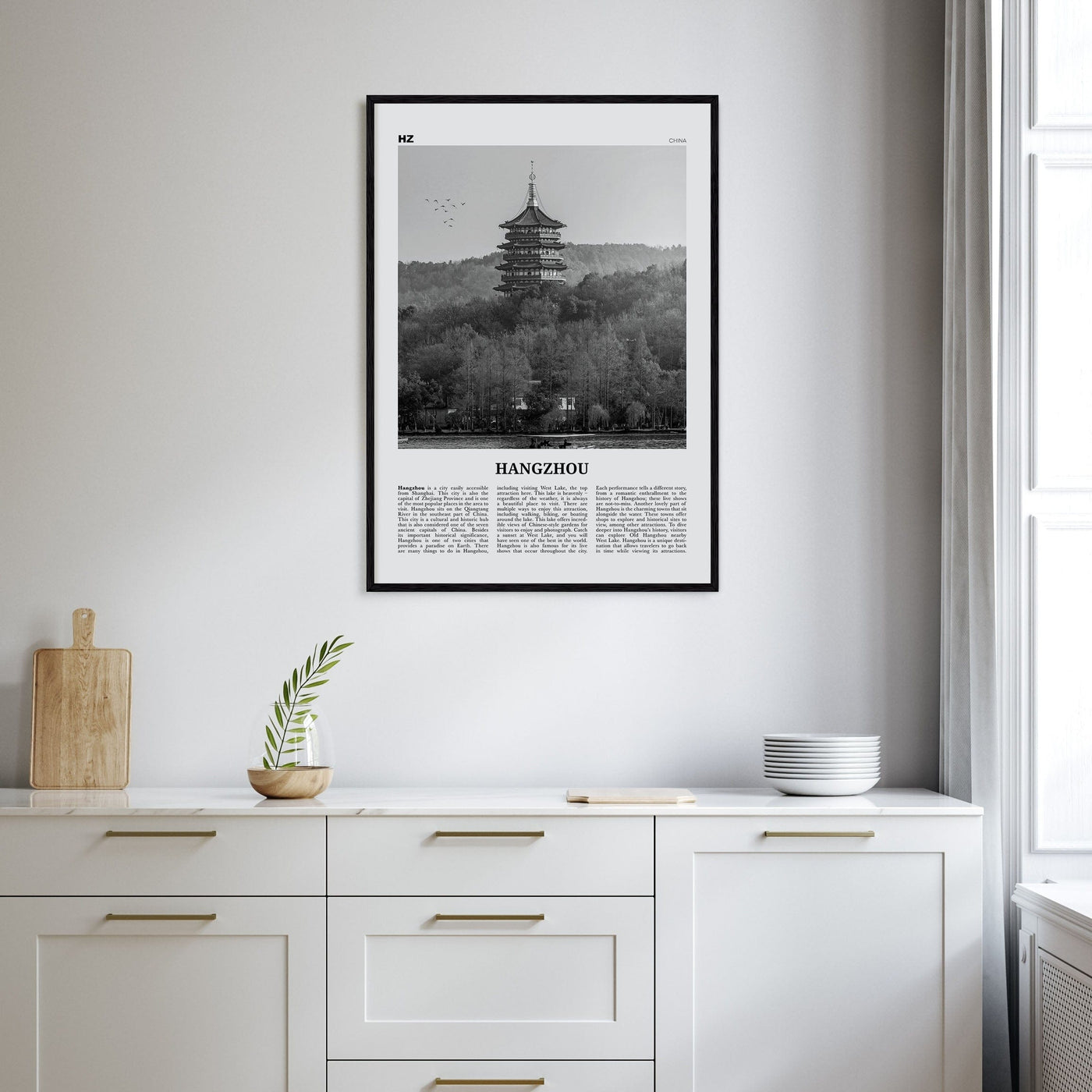 Hangzhou Poster Nbourhood Travel B&W Poster