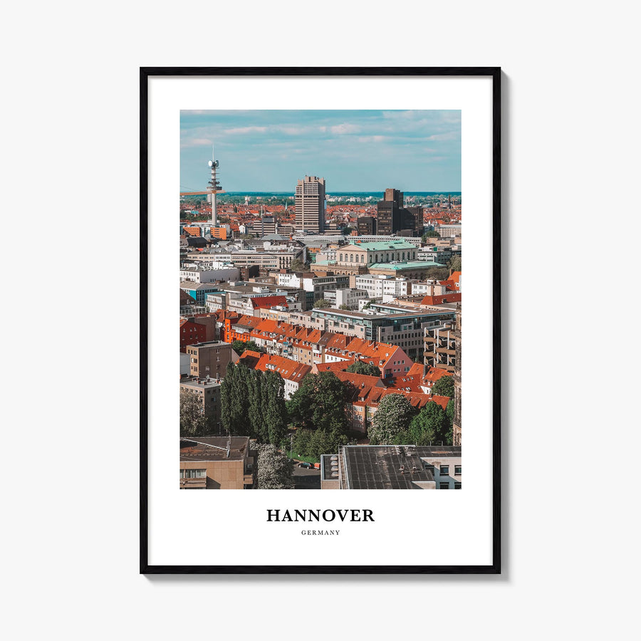 Hannover colorful classic poster of Germany – vertical wall art, unframed print shown in interior mockup