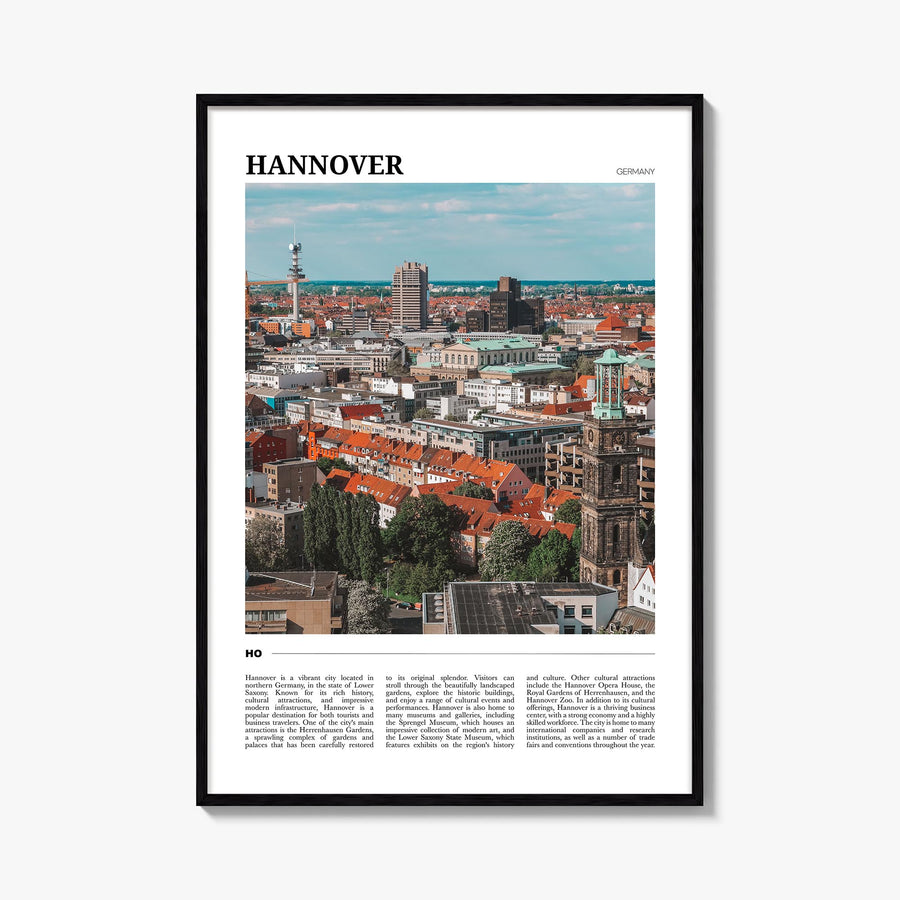 Hannover colorful travel poster of Germany – vertical wall art, unframed print shown in interior mockup
