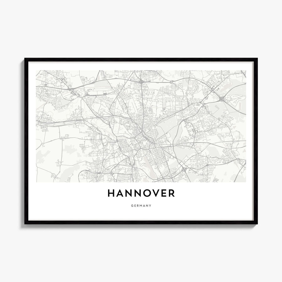Hanover, Germany Map Poster, framed poster mockup