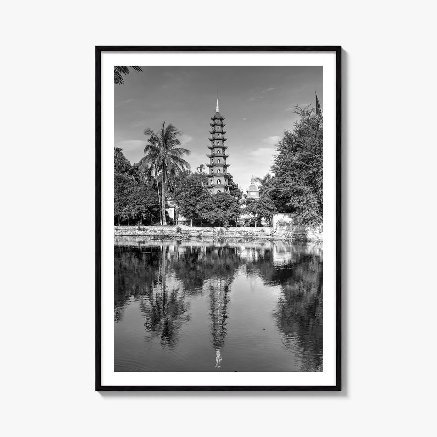 Hanoi black & white photo poster of Vietnam – vertical wall art, unframed print shown in interior mockup