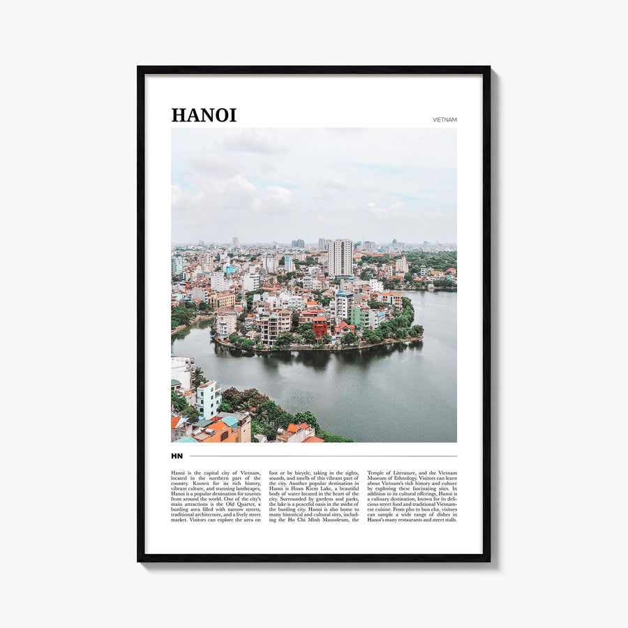 Hanoi colorful travel poster of Vietnam – vertical wall art, unframed print shown in interior mockup