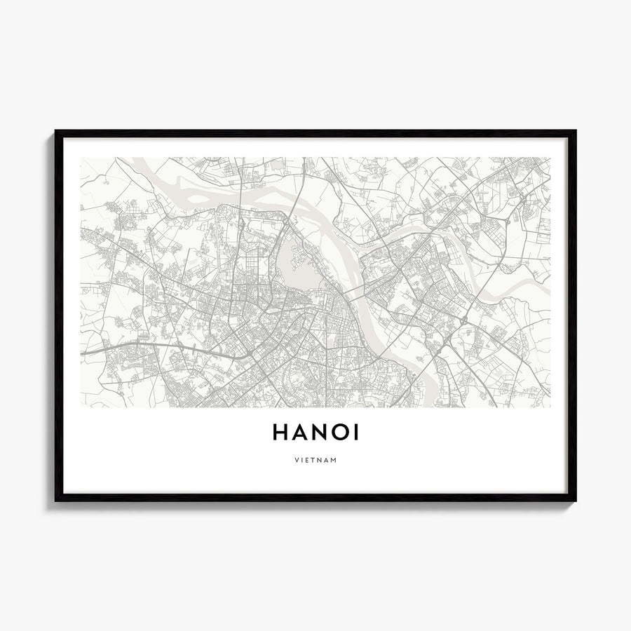 Hanoi Map Poster, framed poster mockup
