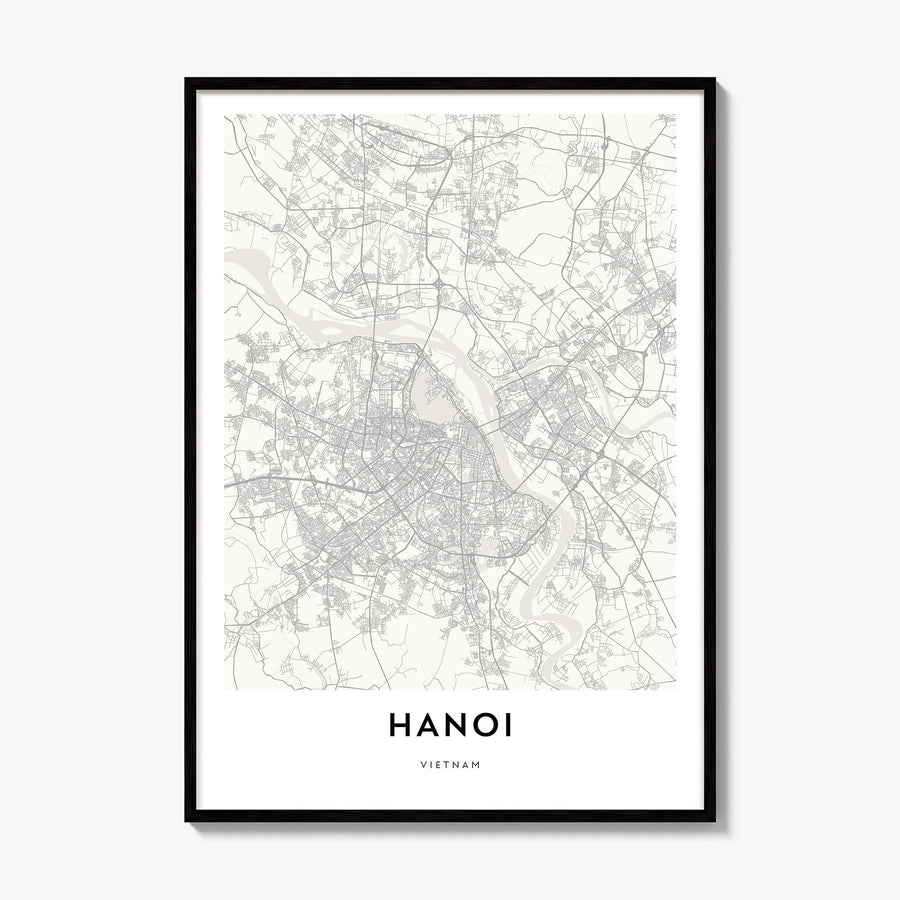 Hanoi Map Poster, framed poster mockup