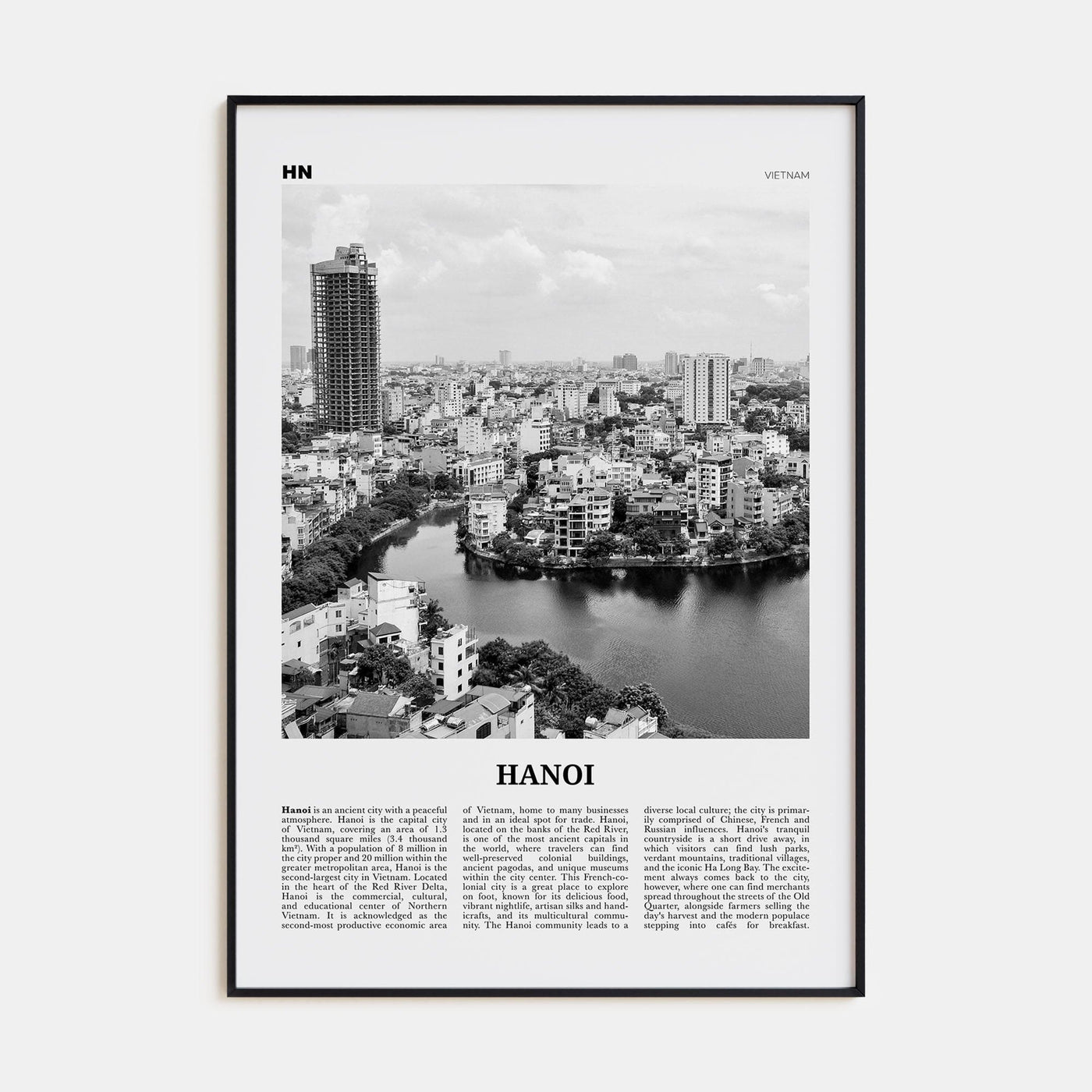 Hanoi No 2 Poster None / 8x12 in Nbourhood Travel B&W Poster