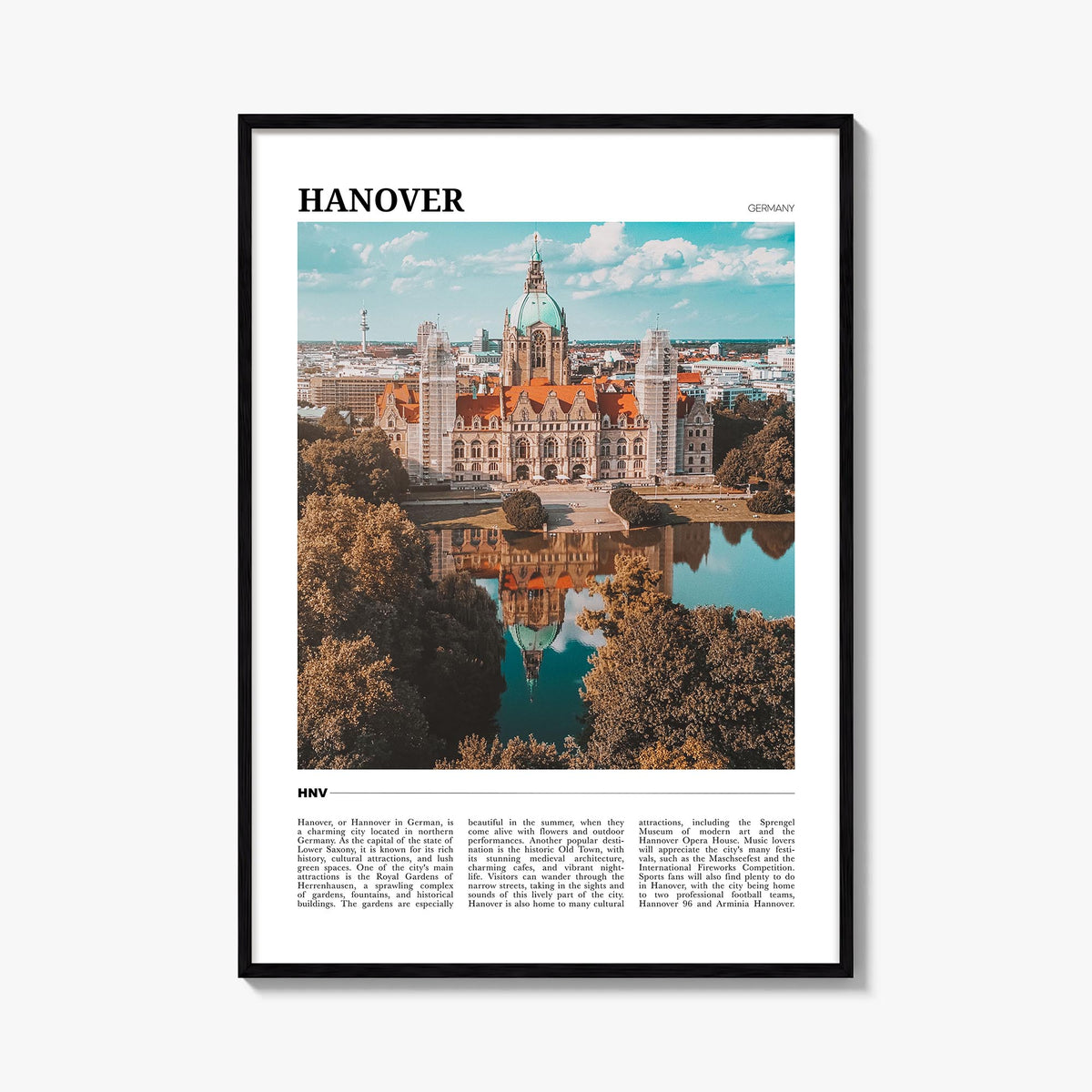 Hanover colorful travel poster of Maryland, USA – vertical wall art, unframed print shown in interior mockup