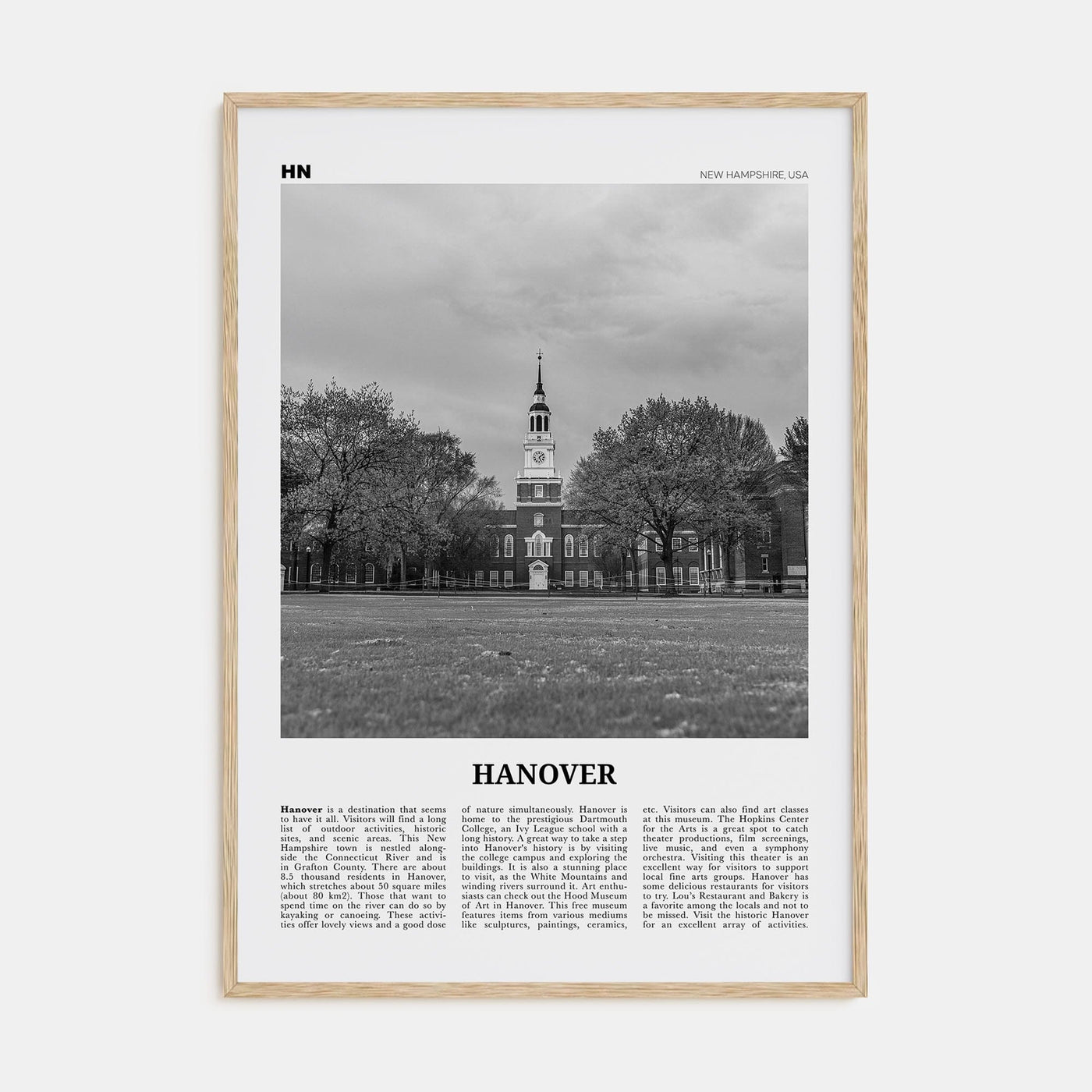 Hanover Poster Natural Wood / 8x12 in Nbourhood Travel B&W Poster