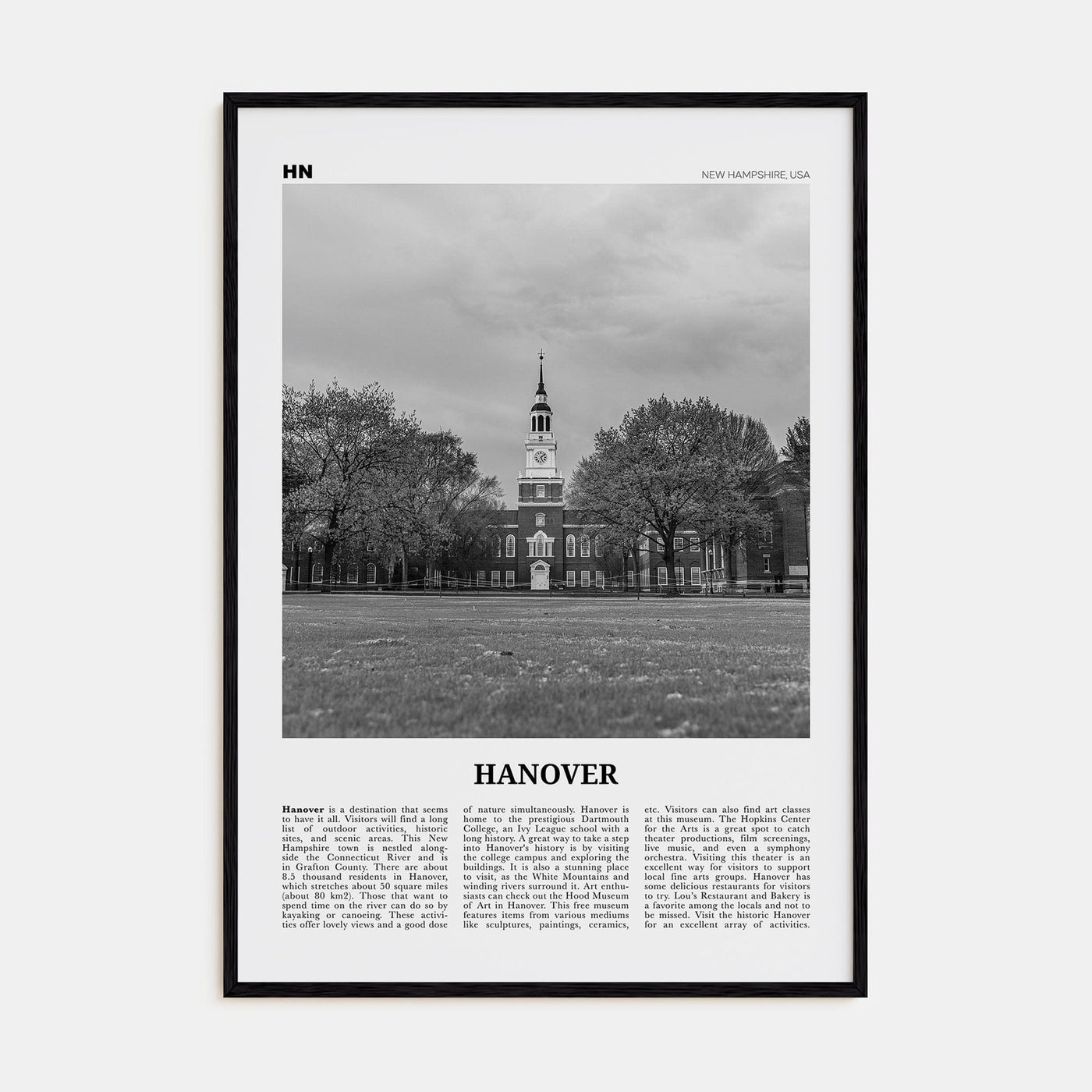 Hanover Poster Black Wood / 8x12 in Nbourhood Travel B&W Poster