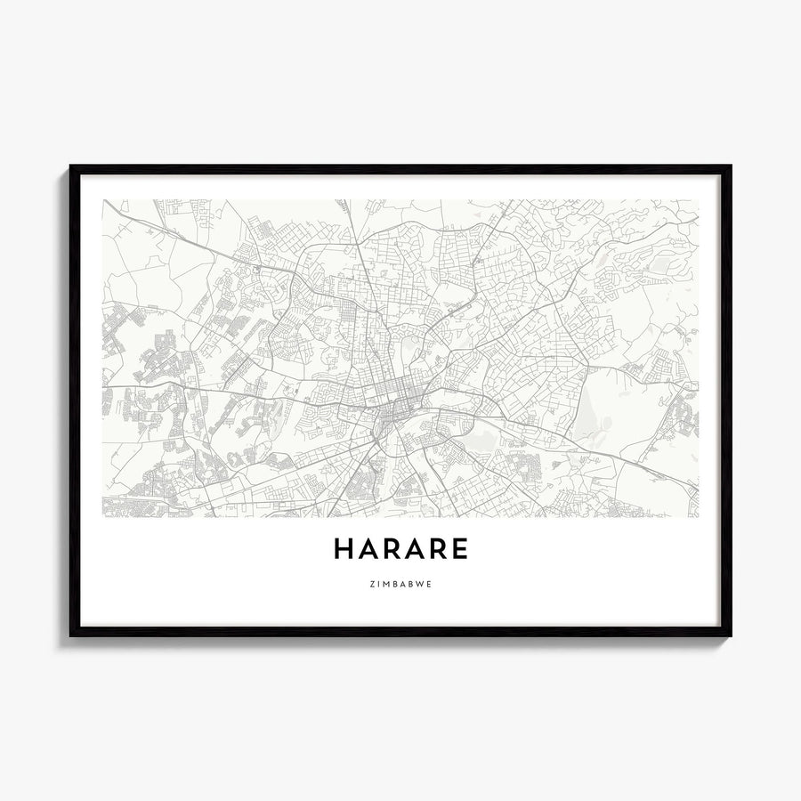 Harare Map Poster, framed poster mockup