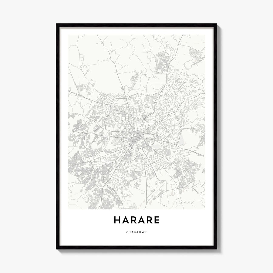 Harare Map Poster, framed poster mockup