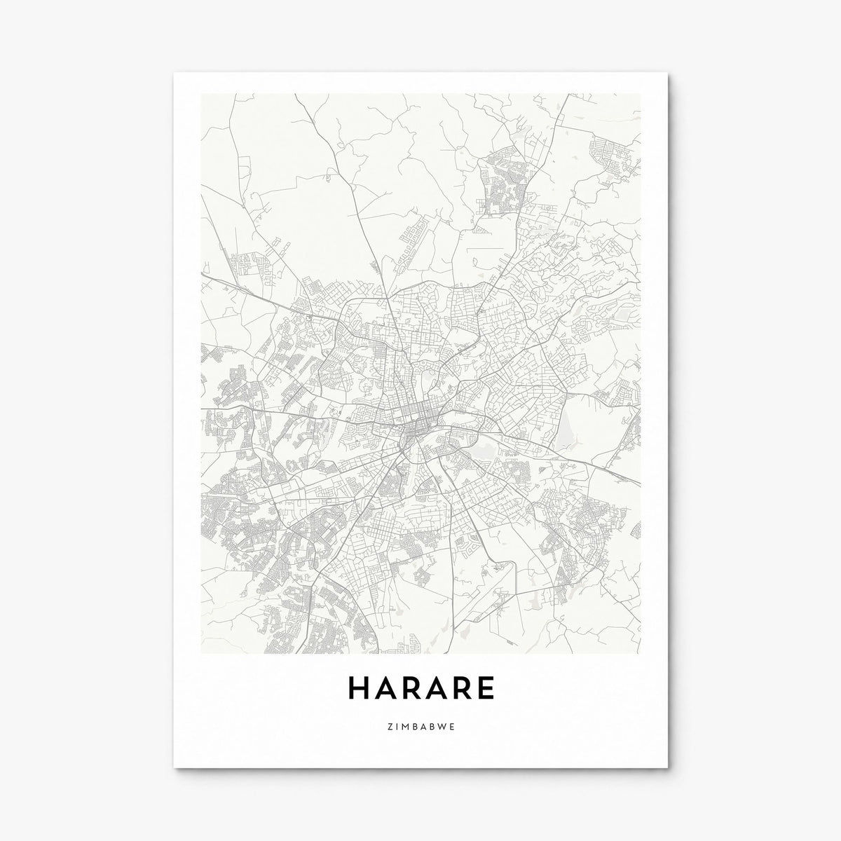 Harare Map Poster, print only (unframed)