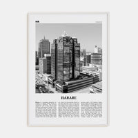 Harare Poster White Wood / 8x12 in Nbourhood Travel B&W Poster