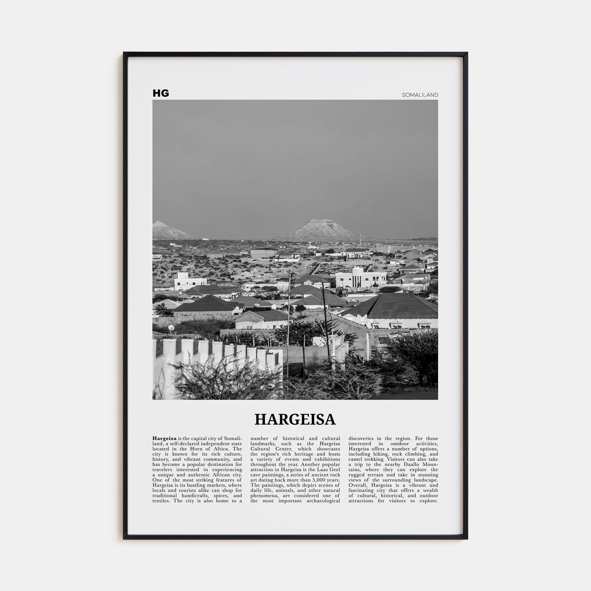 Hargeisa Poster None / 8x12 in Nbourhood Travel B&W Poster