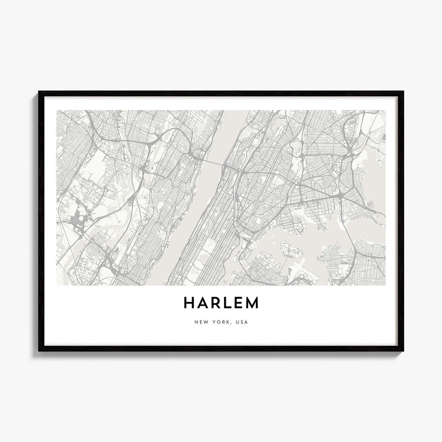 Harlem Map Poster, framed poster mockup