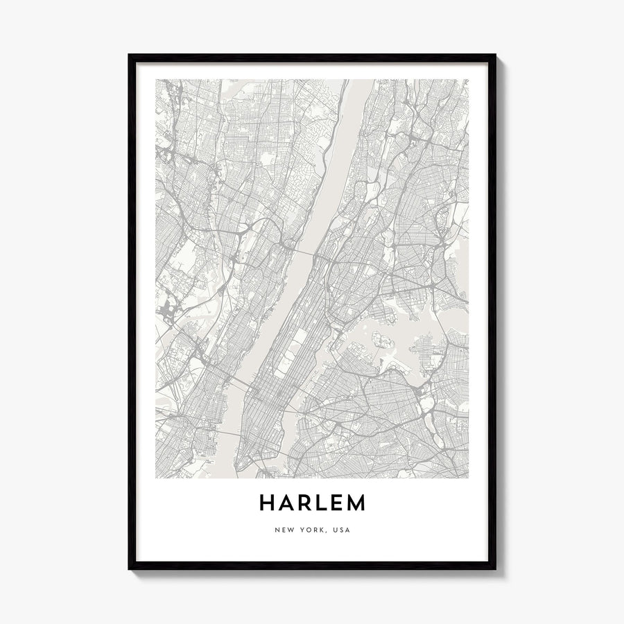 Harlem Map Poster, framed poster mockup