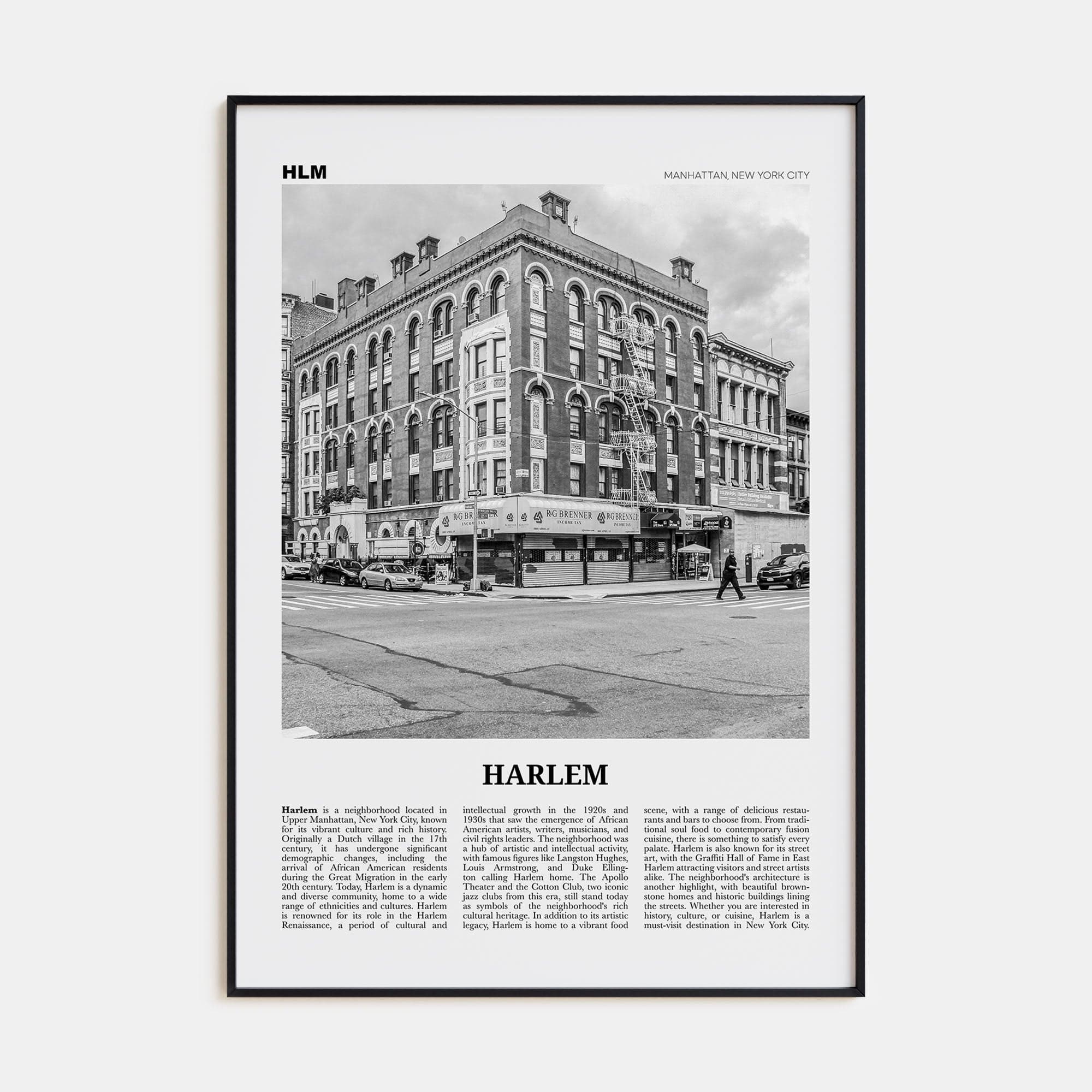 Harlem Poster None / 8x12 in Nbourhood Travel B&W Poster