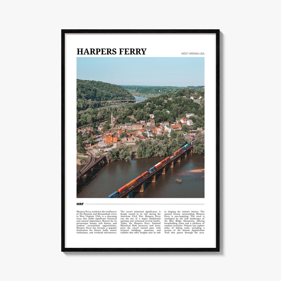 Harpers Ferry colorful travel poster of West Virginia, USA – vertical wall art, unframed print shown in interior mockup