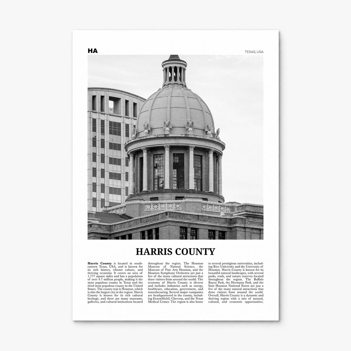 Harris County Newspaper Poster, print only (unframed)