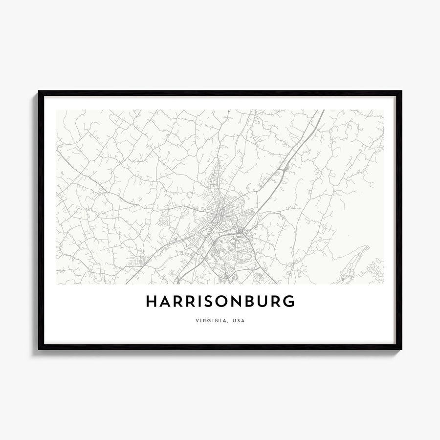 Harrisonburg Map Poster, framed poster mockup