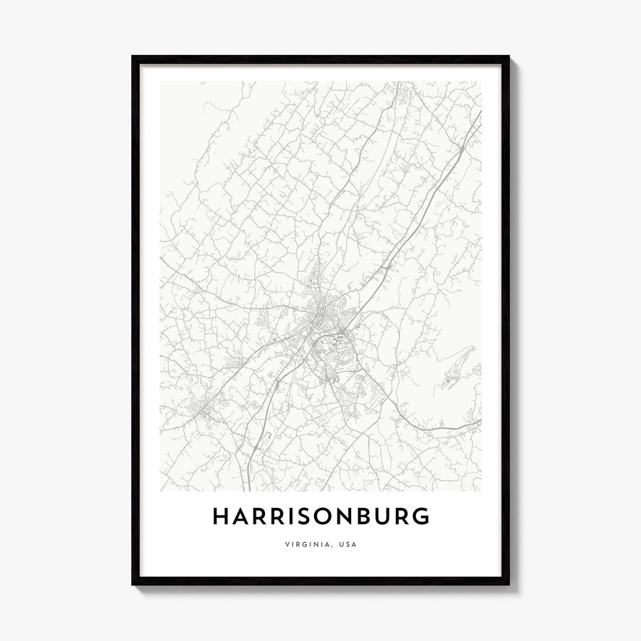 Harrisonburg Map Poster, framed poster mockup