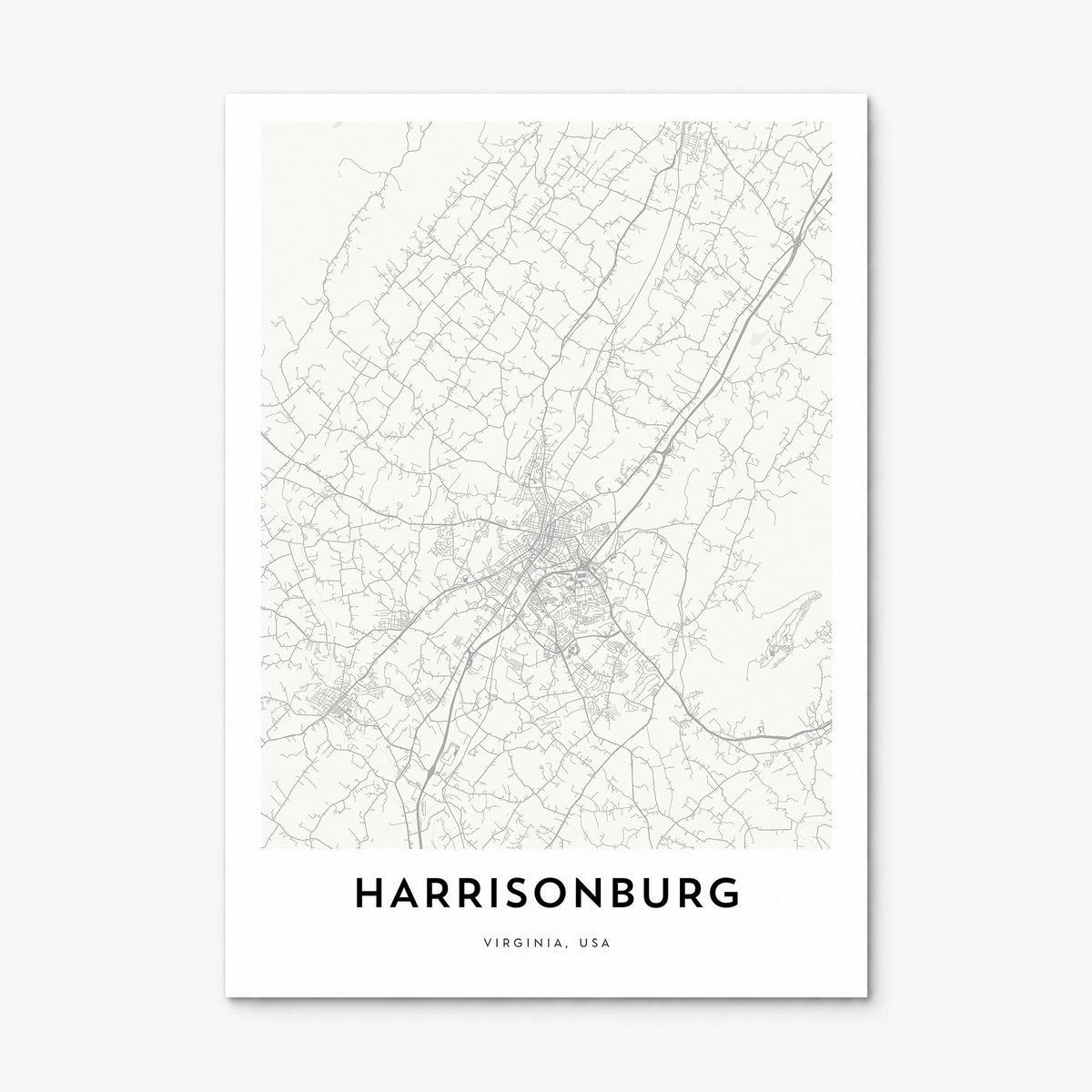 Harrisonburg Map Poster, print only (unframed)