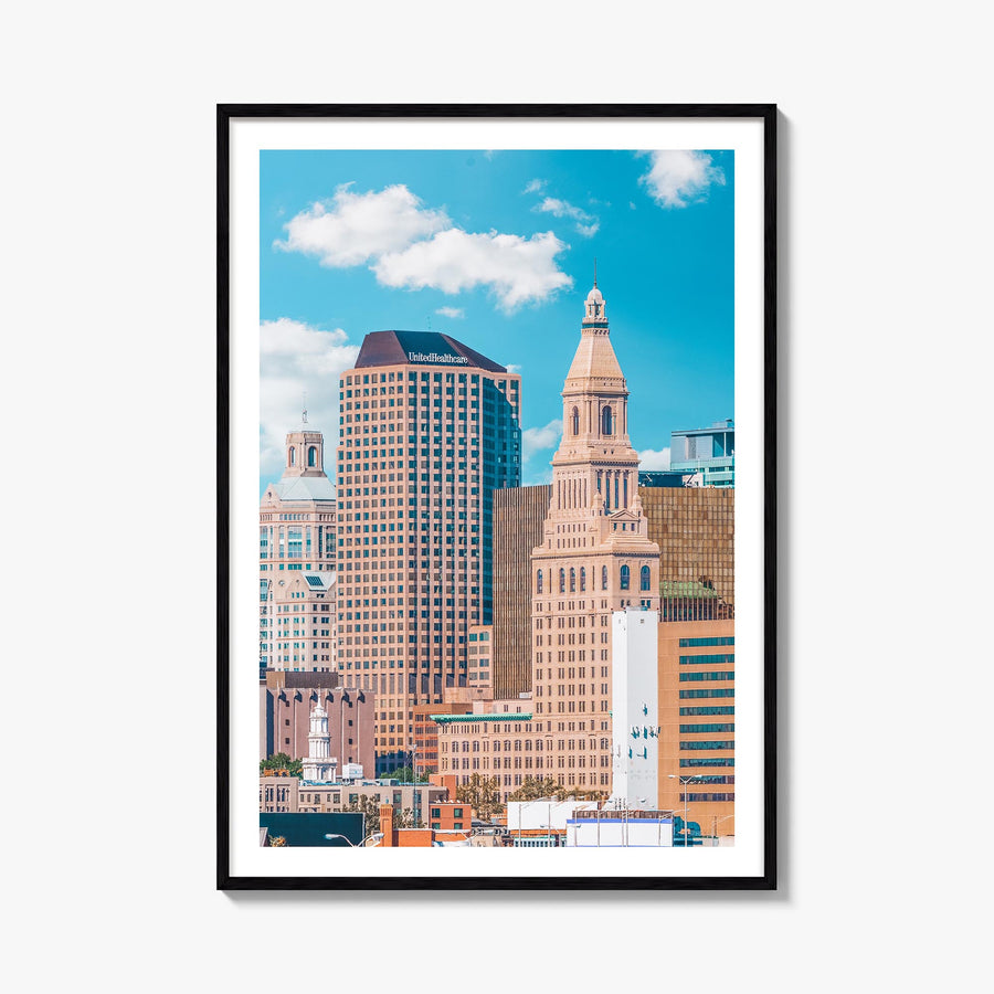 Hartford colorful photo poster of Connecticut, USA – vertical wall art, unframed print shown in interior mockup