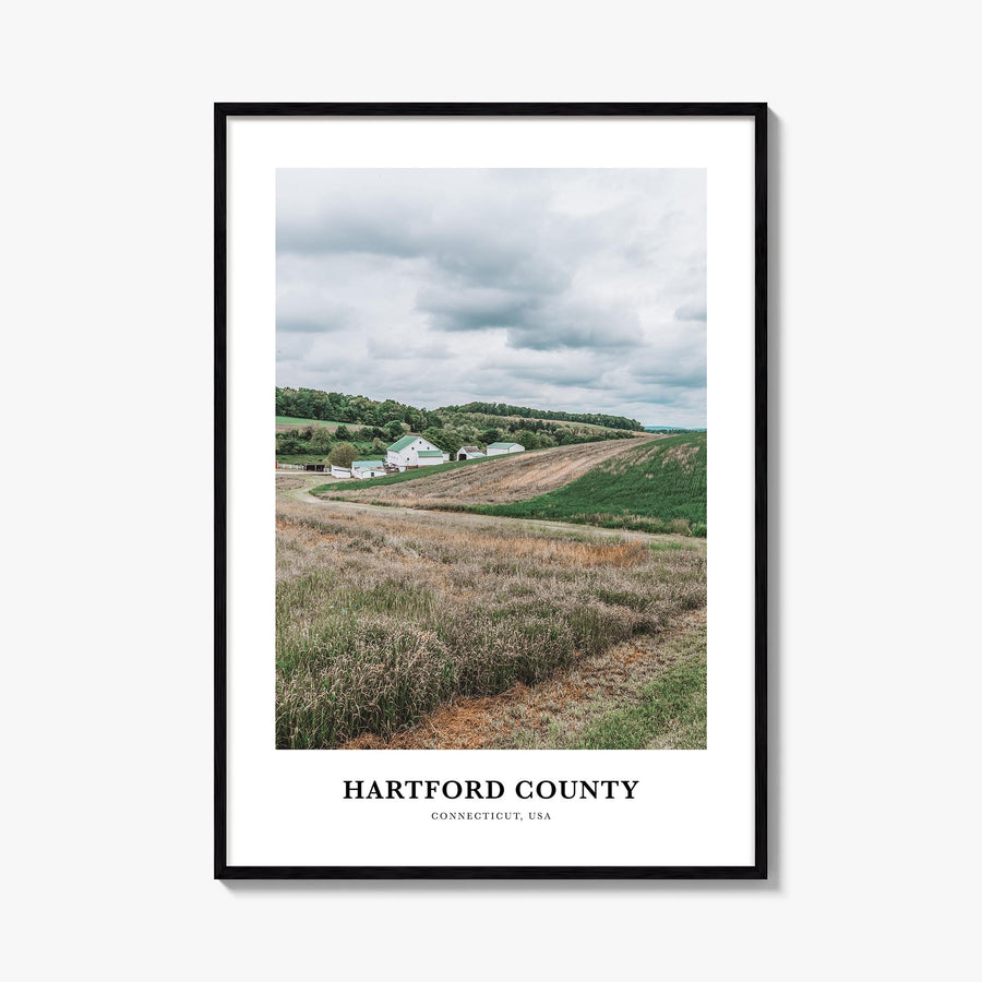 Hartford County colorful classic poster of Connecticut, USA – vertical wall art, unframed print shown in interior mockup
