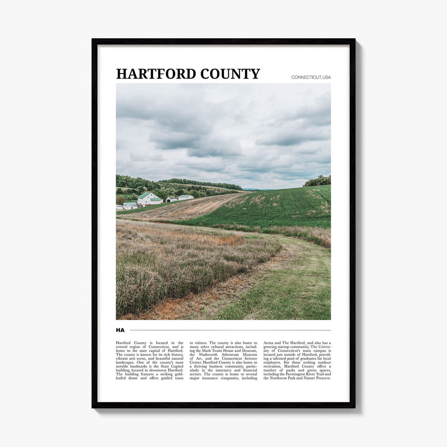 Hartford County Travel Poster, framed poster mockup