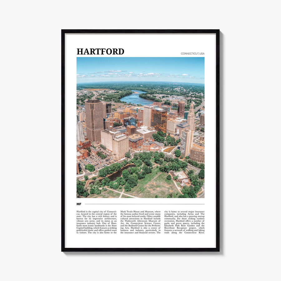 Hartford no. 1 colorful travel poster of Connecticut, USA – vertical wall art, unframed print shown in interior mockup