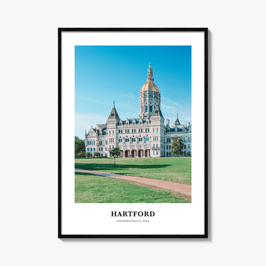 Hartford no. 2 colorful classic poster of Connecticut, USA – vertical wall art, unframed print shown in interior mockup