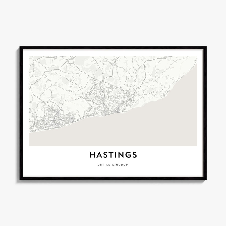 Hastings Map Poster, framed poster mockup