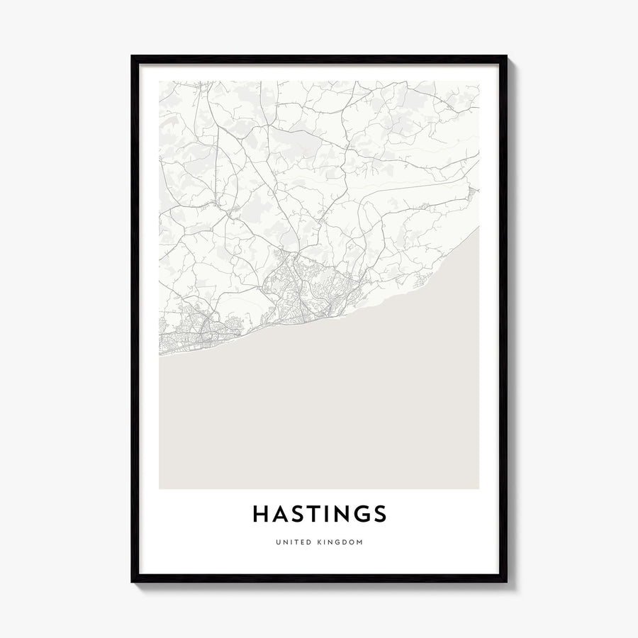 Hastings Map Poster, framed poster mockup