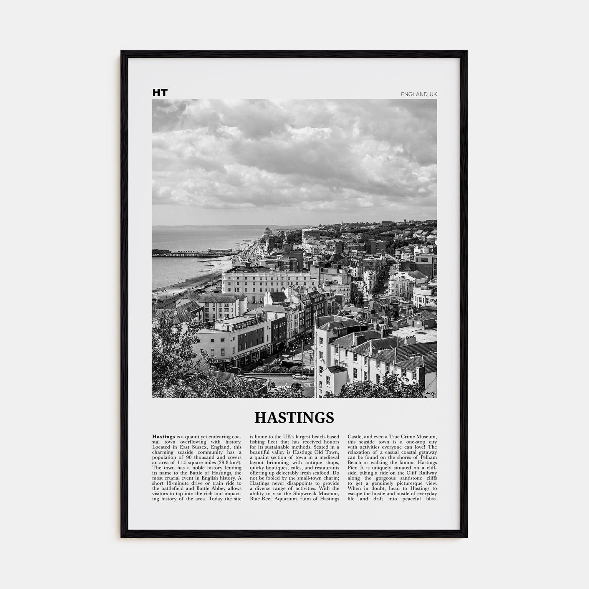 Hastings Poster Black Wood / 8x12 in Nbourhood Travel B&W Poster