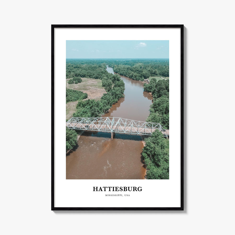 Hattiesburg colorful classic poster of Mississippi, USA – vertical wall art, unframed print shown in interior mockup