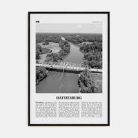 Hattiesburg Poster Black Wood / 8x12 in Nbourhood Travel B&W Poster