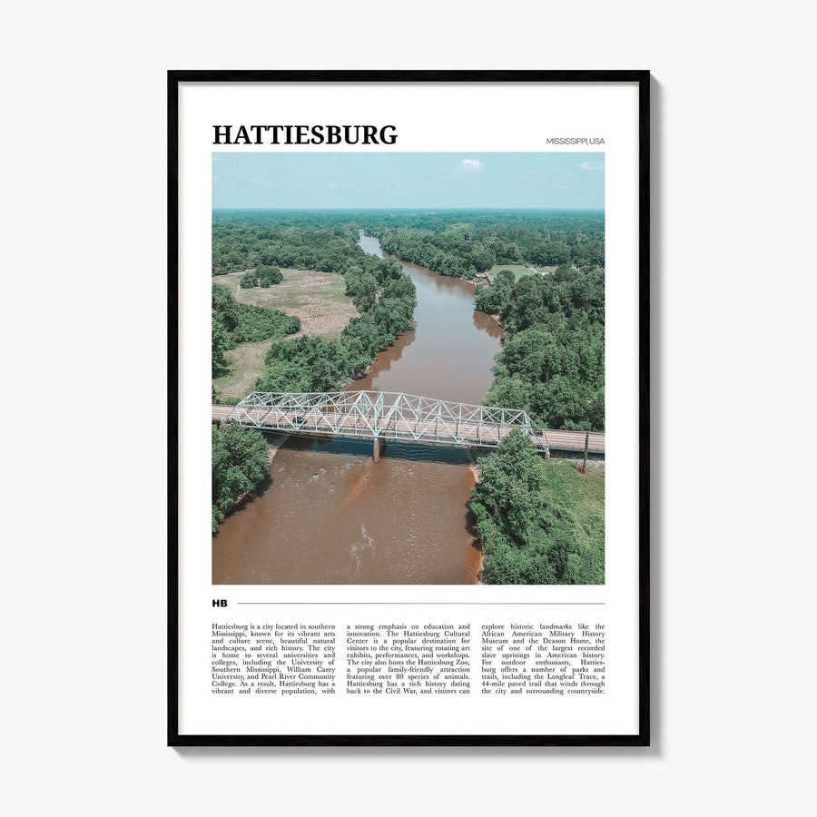 Hattiesburg Travel Poster, framed poster mockup
