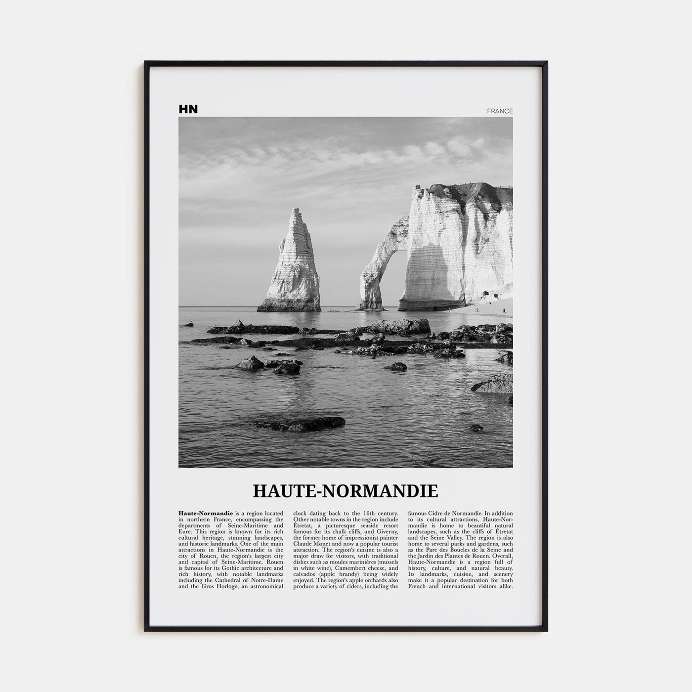 Haute Normandie Poster None / 8x12 in Nbourhood Travel B&W Poster