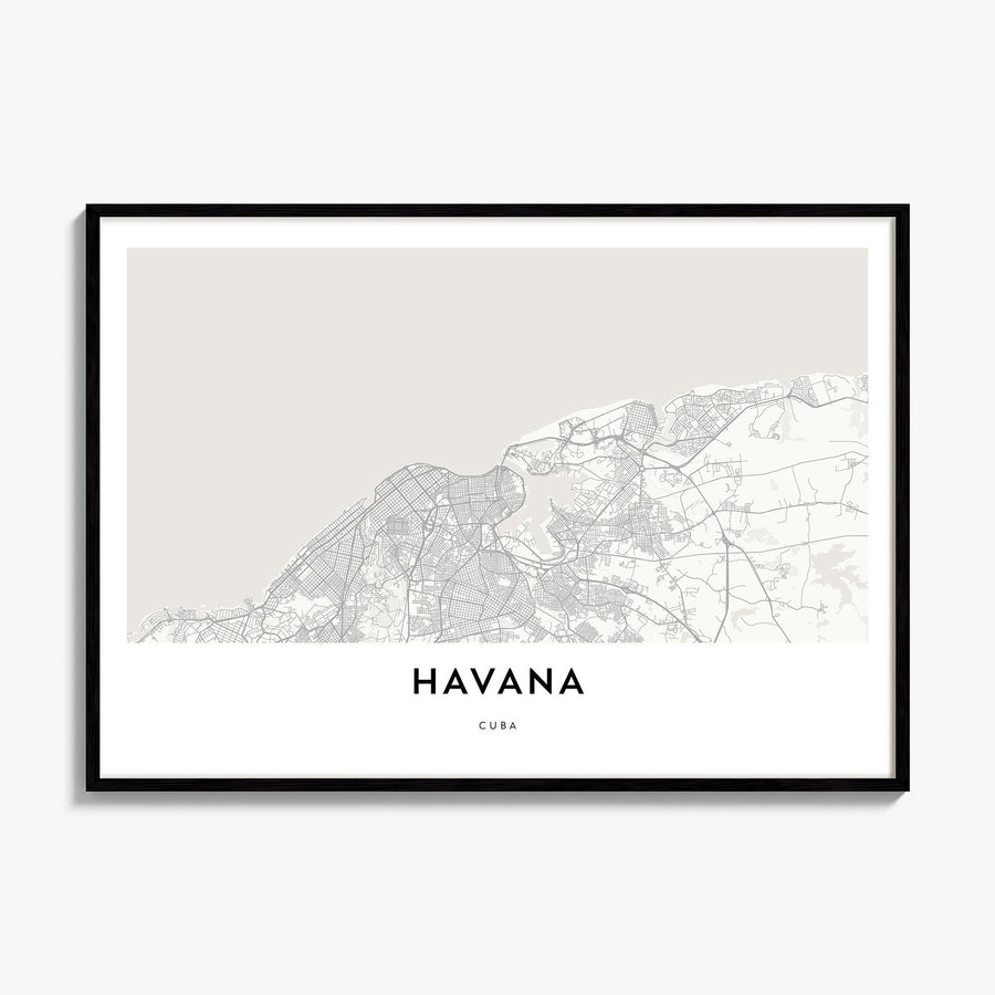Havana Map Poster, framed poster mockup