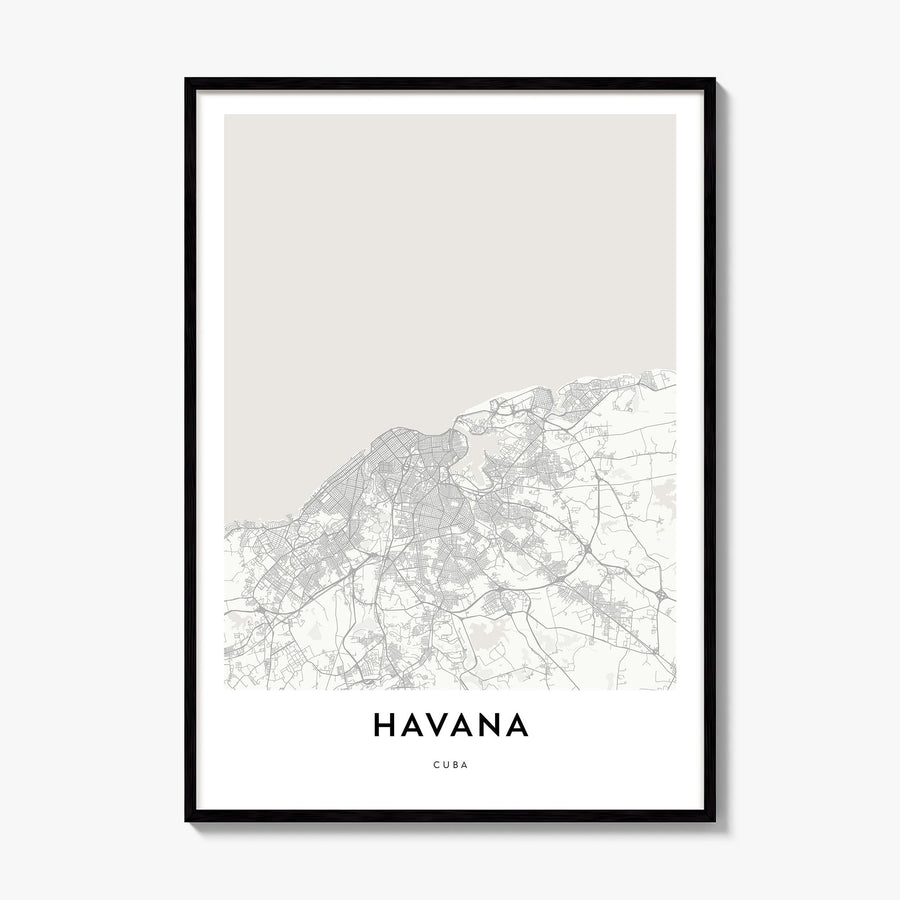 Havana Map Poster, framed poster mockup