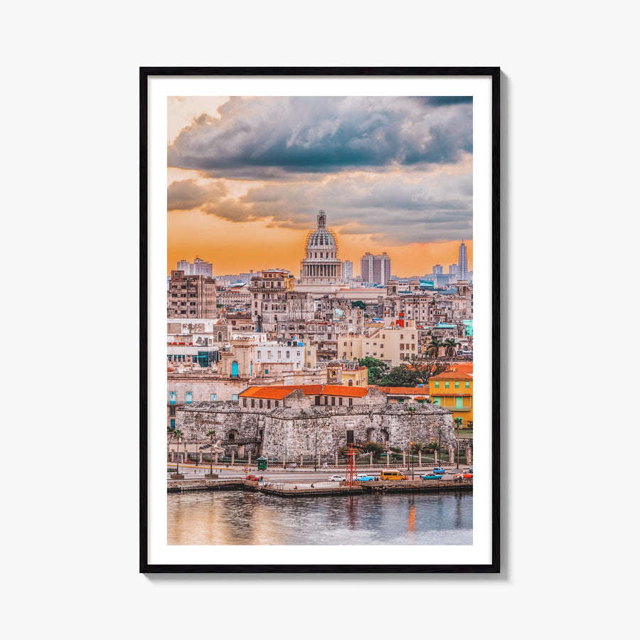 Havana no. 1 colorful photo poster of Cuba – vertical wall art, unframed print shown in interior mockup