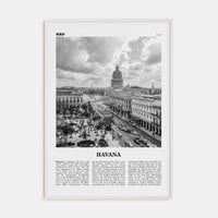 Havana No 1 Poster White Wood / 8x12 in Nbourhood Travel B&W Poster