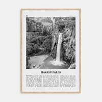 Havasu Falls Poster Natural Wood / 8x12 in Nbourhood Travel B&W Poster