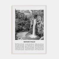 Havasu Falls Poster White Wood / 8x12 in Nbourhood Travel B&W Poster