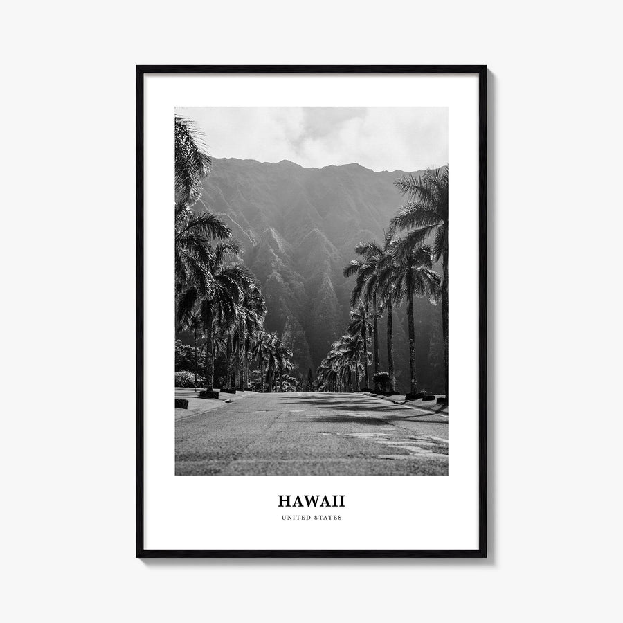 Hawaii no. 1 black & white classic poster of United States – vertical wall art, unframed print shown in interior mockup