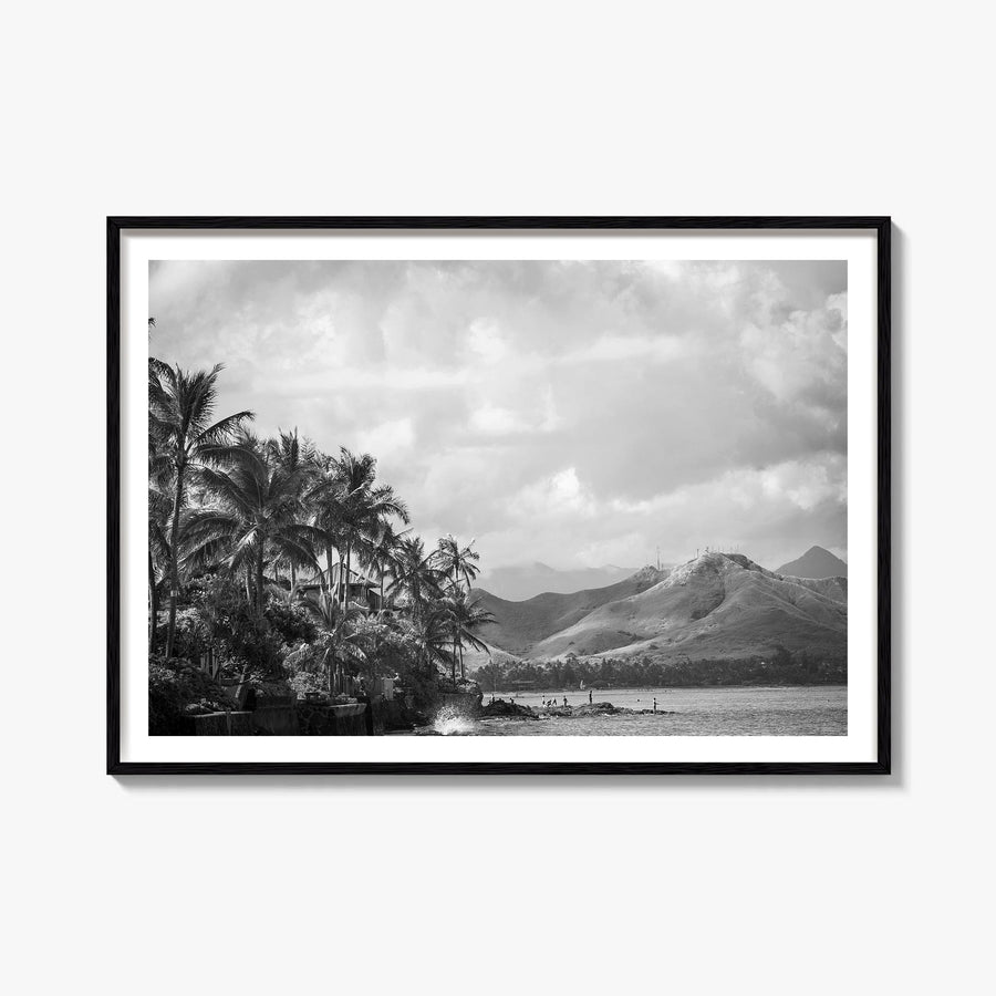Hawaii no. 1 black & white photo poster of United States – horizontal wall art, unframed print shown in interior mockup